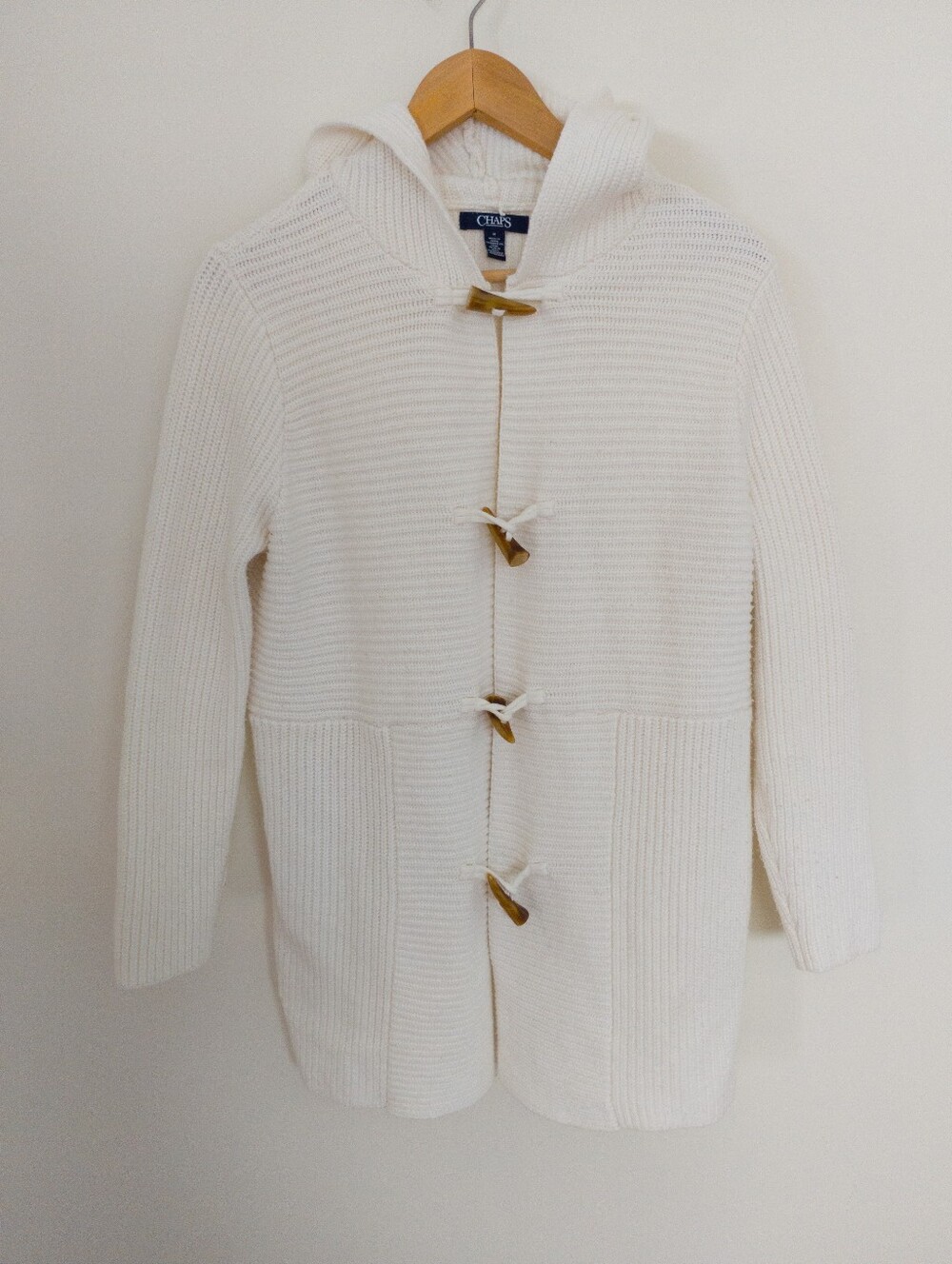 Chaps Hooded Toggle Cardigan Sweater Women's Size Medium